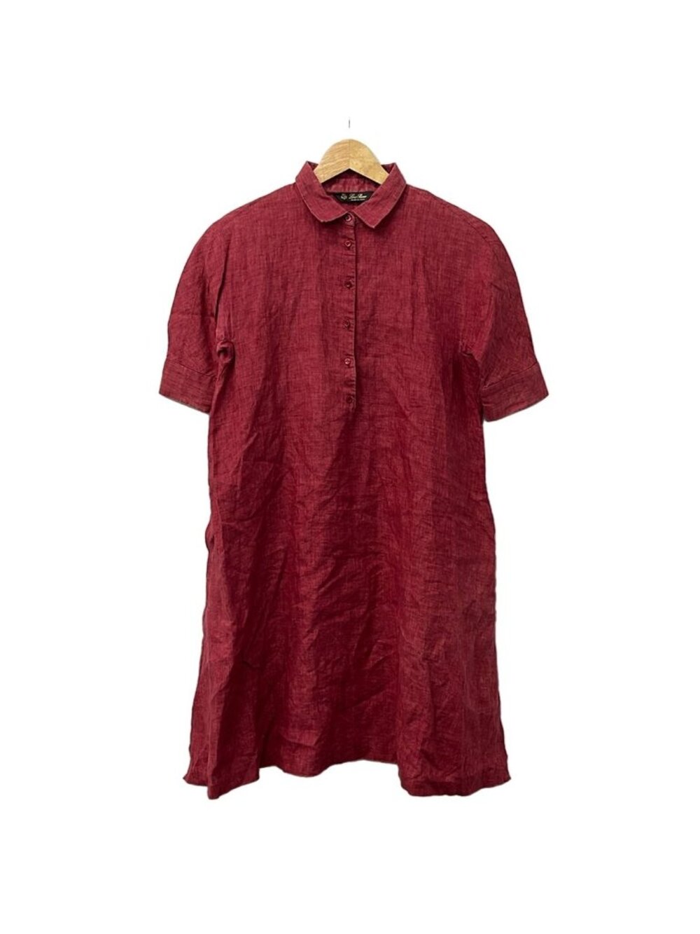 Loro Piana Dress 38 S Bordeaux Regular Color Short Sleeve Knee Length Linen